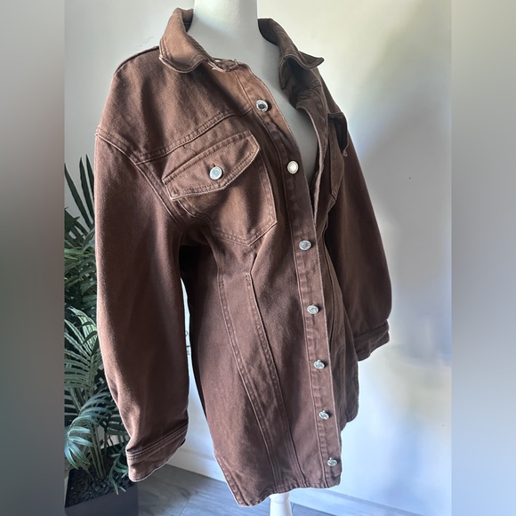 PrettyLittleThing Women’s Cowgirl Chocolate Denim Jean Jacket/Dress Size 6 - Picture 3 of 9